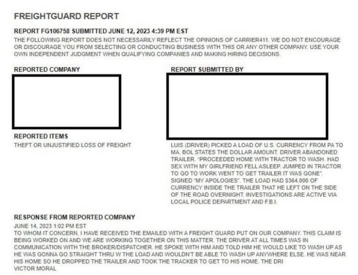 How to check freight guard report